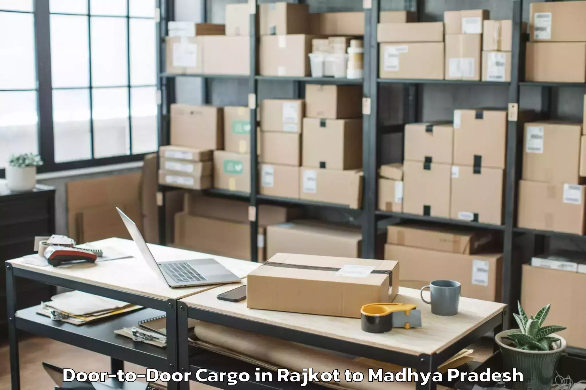 Book Rajkot to Sage University Indore Door To Door Cargo Online